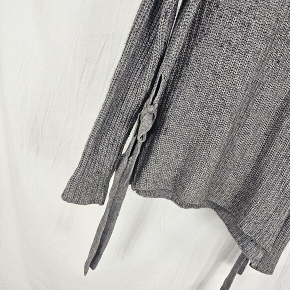 Ugg Ceanne Sweater Size S Gray Wool Blend Turtleneck Oversized Knit Side Tie - Picture 3 of 6